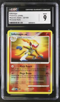 CGC 9 MINT Infernape 2008 Majestic Dawn 22/100 Reverse Holo Pokemon Card - Image 1