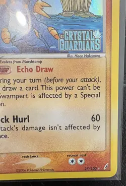 POKEMON EX CRYSTAL GUARDIANS SWAMPERT RARE STAMPED REVERSE HOLO/FOIL-27/100- LP - Image 4