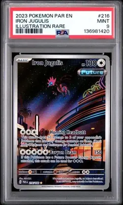 2023 POKEMON PAR EN-PARADOX RIFT ILLUSTRATION RARE #216 IRON JUGULIS PSA 9 - Image 1