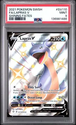 2021 POKEMON SWORD & SHIELD SHINING FATES #SV110 FULL ART/LAPRAS V PSA 9 - Image 1