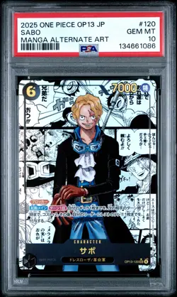 2025 ONE PIECE JPN OP13-CARRYING ON HIS WILL MANGA ALTERNATE ART SABO PSA 10 - Image 1