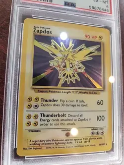 Zapdos Base Set Holo Pokemon Card WOTC EX - Mint PSA 6 - Image 2