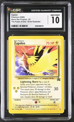 CGC 10 GEM MINT Zapdos 2000 Black Star Promos 23 Pokemon Card - Image 1