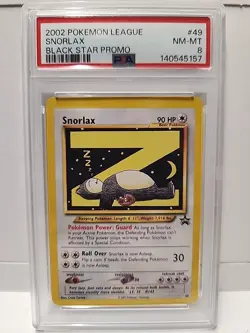 PSA 8 NM/MT Pokemon League Snorlax Z #49 WOTC Black Star Promo Card 2002 - Image 1