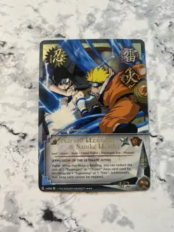 Naruto TCG CCG Naruto Uzumaki & Sasuke Uchiha Card SR Near Mint Foil 1st Ed Eng - Image 1