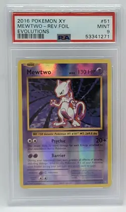 2016 Pokemon XY Evolutions Reverse Foil #53 - PSA MINT 9 - MEWTWO - Image 1