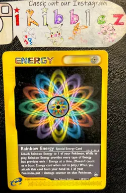Rainbow Energy 144/147 LP Non Holo Rare E Reader Aquapolis Pokemon Card! - Image 1
