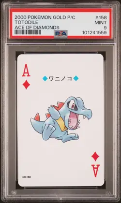 2000 POKEMON GOLD VERSION PLAYING CARDS ACE OF DIAMONDS #158 TOTODILE PSA 9 - Image 1