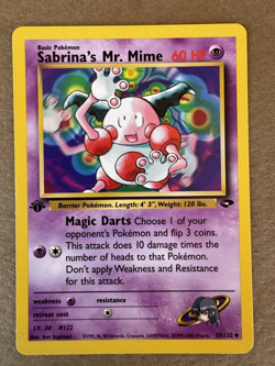 Sabrina's Mr. Mime 59/132 Gym Challenge 1st Edition Non-Holo Pokemon Card NM+ - Image 1
