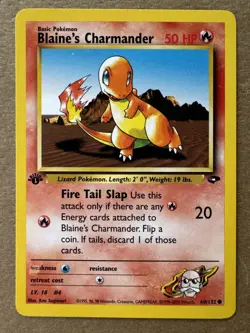 Blaine's Charmander 60/132 Gym Challenge 1st Edition Non-Holo Pokemon Card NM+ - Image 1