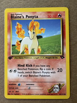 Blaine's Ponyta 64/132 Gym Challenge 1st Edition Non-Holo Pokemon Card NM+ - Image 1