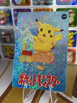 Pokemon Pikachu Vintage Pocket Monsters Vending HOLO Prism Sticker 1999 Nintendo - Image 3