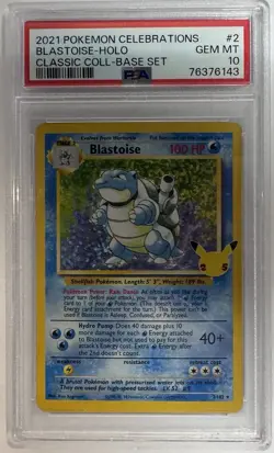 Pokemon Blastoise 2/102 Celebrations Classic Collection Holo Base Set PSA 10 - Image 1