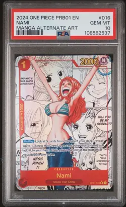 2024 ONE PIECE ENGLISH PRB01 PREMIUM MANGA ALT ART OP01-016 NAMI PSA 10 - Image 1