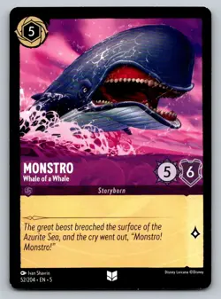 Disney Lorcana Monstro - Whale of a Whale 52/204 Shimmering Skies Regular - Image 1