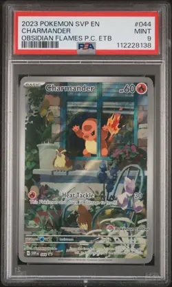 2023 Pokemon Black Star Promo #044 Charmander Obsidian Flames PC ETB PSA 9 WC - Image 1