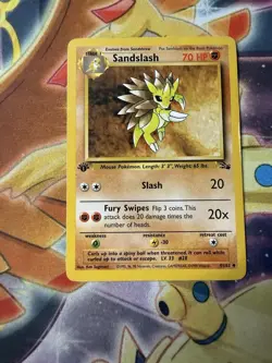Pokemon Cards: Fossil 1st Edition Uncommon: Sandslash 41/62 - Image 1