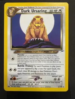 Pokemon Card - Dark Ursaring Neo Destiny 21/105 Rare NM - Image 1