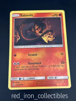 Salandit 15/145 Reverse Holo Common Sun & Moon Guardians Rising Pokemon Card - Image 1