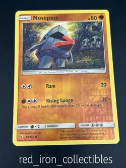 Nosepass 69/145 Reverse Holo Common Sun & Moon Guardians Rising Pokemon Card - Image 1