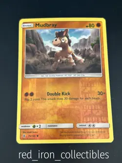 Mudbray 75/145 Reverse Holo Common Sun & Moon Guardians Rising Pokemon Card 2017 - Image 1