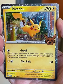 POKEMON PIKACHU 018/091 COSMOS HOLOFOIL WITH SWIRL TRICK OR TRADE NM CARD PROMO - Image 1