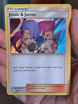 POKEMON JESSIE & JAMES 58/68 RARE HOLOFOIL HIDDEN FATES NM CARD - Image 1