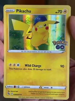 POKEMON PIKACHU 028/078 RARE HOLOFOIL NM POKEMON GO CARD - Image 1