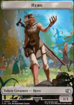 Hero 2 / Wizard 14 Final Fantasy Token (FIN) MTG Foil NM - Image 1