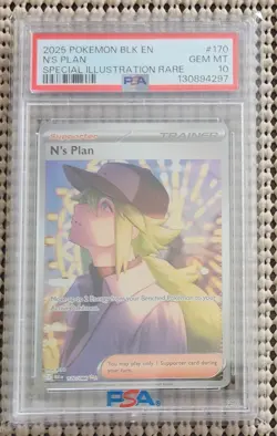 2025 POKEMON BLK EN-BLACK BOLT SPECIAL ILLUSTRATION RARE #170 N'S PLAN PSA 10 - Image 2