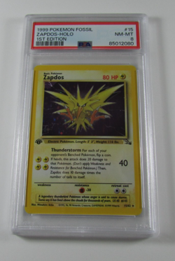 1999 Pokemon Fossil ZAPDOS HOLO 1st Edition 15/62 PSA 8 NM-MT - Image 1