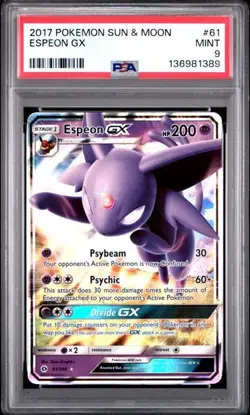 2017 Pokemon Sun & Moon Espeon GX #61/149 PSA 9 MINT - Image 1