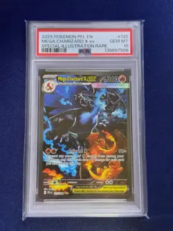 2025 POKEMON PFL EN-PHANTASMAL FLAMES #125 MEGA CHARIZARD X EX PSA 10 - Image 1