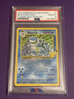 Blastoise 2/102 Holo Pokemon 2021 Celebrations Classic Collection PSA 10 GEM - Image 1