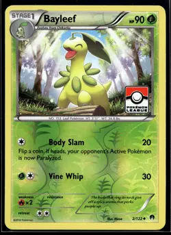 2016 Pokemon XY Breakpoint Bayleef-Reverse Foil #002 Pokemon League NM - Image 1