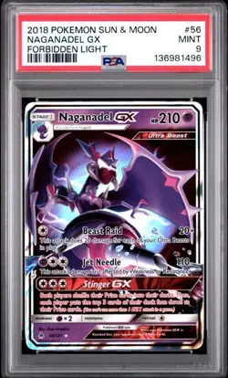 2018 POKEMON SUN & MOON FORBIDDEN LIGHT #56 NAGANADEL GX PSA 9 - Image 1