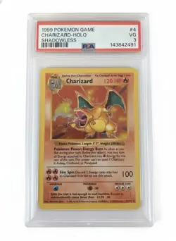 1999 POKEMON BASE SET SHADOWLESS #4 CHARIZARD-HOLO PSA 3 - Image 1