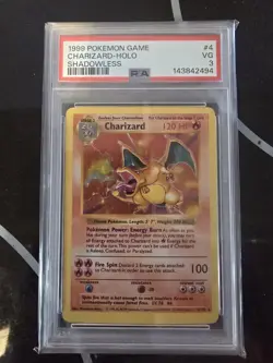1999 POKEMON BASE SET SHADOWLESS #4 CHARIZARD-HOLO PSA 3 - Image 5
