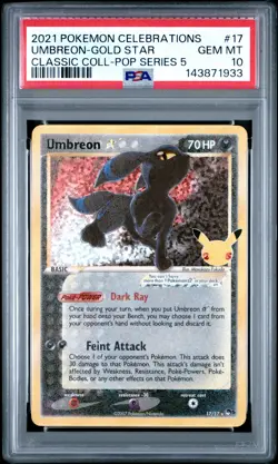 2021 POKEMON CELEBRATIONS CLASSIC COLL #17 UMBREON-GOLD STAR PSA 10 - Image 1