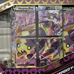 Pokemon Morpeko V-Union 4 Card Set Jumbo Card Promo Playing Mat In Original Box - Image 2