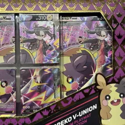 Pokemon Morpeko V-Union 4 Card Set Jumbo Card Promo Playing Mat In Original Box - Image 3