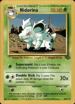 Nidorina 40/64 1999 Pokemon Base Set Pokemon Card-CC - Image 1