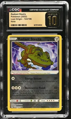 2022 Pokemon Lost Origin Radiant Steelix #124/196 Holo CGC Pristine 10 - Image 1