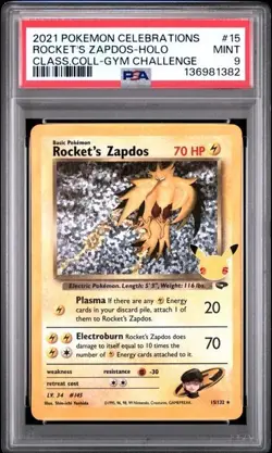 2021 POKEMON CELEBRATIONS CLASSIC COLLECTION #15 ROCKET'S ZAPDOS-HOLO PSA 9 - Image 1
