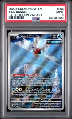 2023 POKEMON SVP PARDOX RIFT POKEMON CENTER ETB PROMO #066 IRON BUNDLE PSA 9 - Image 1