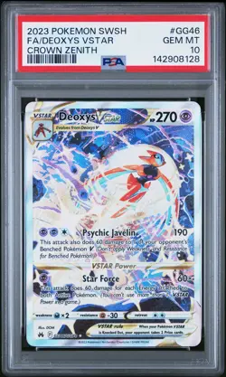 2023 POKEMON SWORD & SHIELD CROWN ZENITH #GG46 FULL ART/DEOXYS VSTAR PSA 10 - Image 1