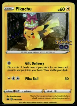 2022 Pokemon SWSH BSP 234 Pikachu Holo Pokemon Go SWIRL NM - Image 1