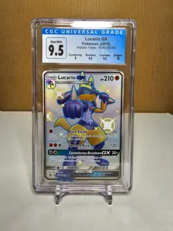 POKEMON LUCARIO SV64/SV94 FULL ART HIDDEN FATES CGC MINT 9.5 Subgrades - Image 1