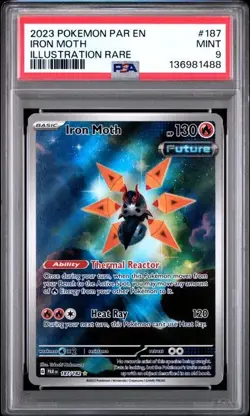 2023 POKEMON PAR EN-PARADOX RIFT ILLUSTRATION RARE #187 IRON MOTH PSA 9 - Image 1
