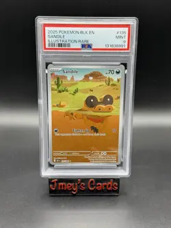 2025 Sandile Pokemon Graded PSA NM 9 Black EN Illustration Rare Full Art - Image 1